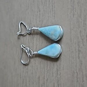 Silver Larimar gemstone dangle earrings